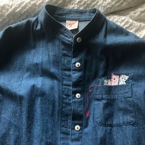 Denim cat shirt